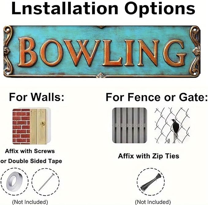 Bar Sign Bar Gifts Vintage Metal Wall Decor Sign"BOWLING" Street Sign Funny Man Cave Decor Accessories for Home, Bar, Bathroom, Bedroom Unique Retro Tin Signs for Outdoor 4 X 16 inches - Image 5