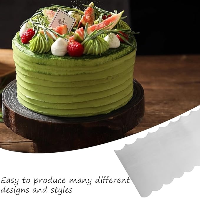 8.6 Inch Stainless Steel Cake Scraper Metal Scraper for Cake Smoother Leveler Scraper Cake Decorating Comb Cake Cutter for Mousse Butter Cream (Style 4)