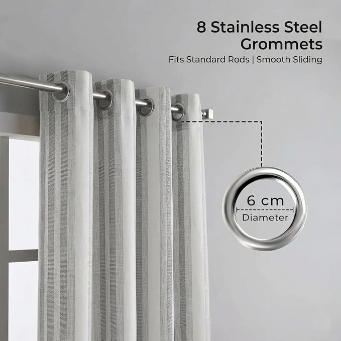 Urban Villa Cotton Grommet Curtains 52x84 (2 Panels) Curtis Stripes - Image 4
