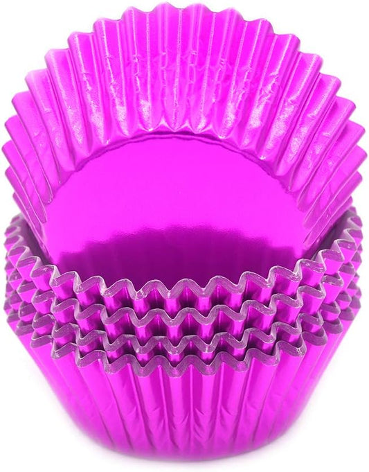 Standard Hot Pink Foil Cupcake Liners Muffin Baking Cups for Party and More, 100-Count by Mombake