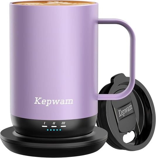 Kepwam Self-Heating Coffee Mug T1, 16oz Rechargeable Heated Coffee Mug, Smart Coffee Warmer Mug with App-Controlled,Advanced Temperature-Controlled Heating Coffee Gifts for Women Men Coffee Lover by Kepwam