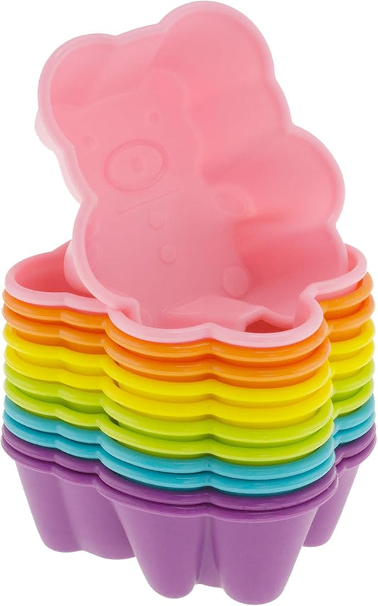 Freshware Cupcake Liners, Pack of 12 Silicone Muffin Cups, 2.9 Inch Silicone Baking Cups, Reusable & Non-stick Cupcake Liners for Party Halloween Christmas, Bear