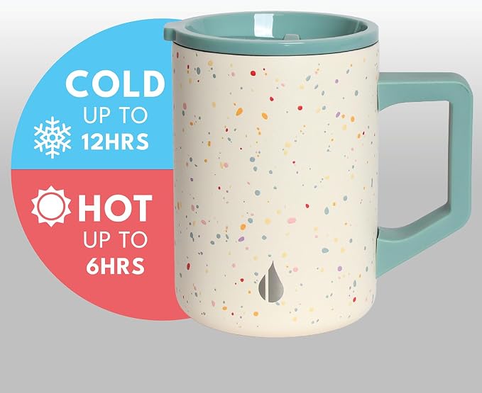 Elemental Insulated Coffee Mug - Triple-Wall Stainless Steel Summit Travel Cup for Hot and Cold Drinks - Thermal Coffee Mug with Lid and Handle for Camping, Office & Travel 16oz - Rainbow Speckle - Image 3