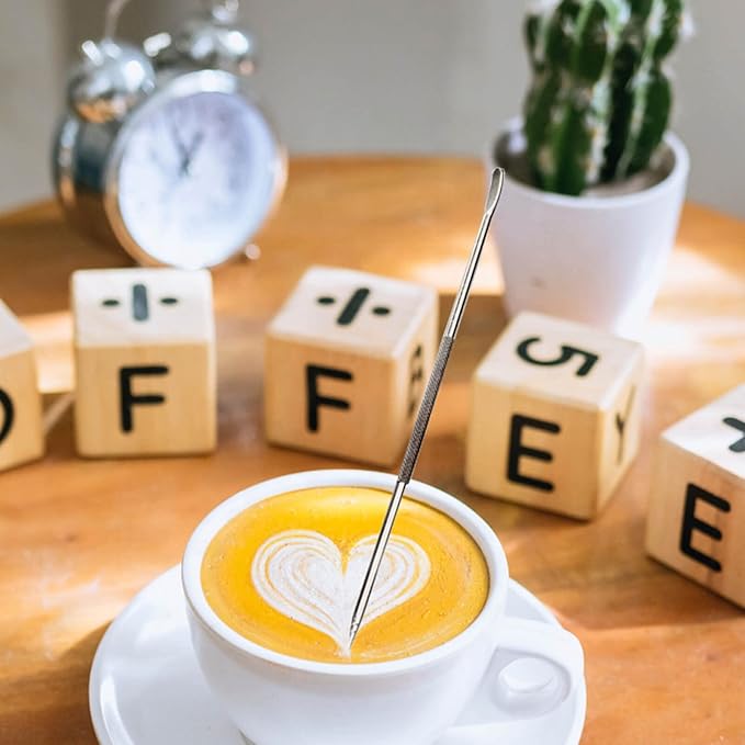 Stainless-steel Coffee Latte Art Pen - Spice Pen Cappuccino Espresso Machine Accessory Fancy Stitch Barista Tool, 4 Piece