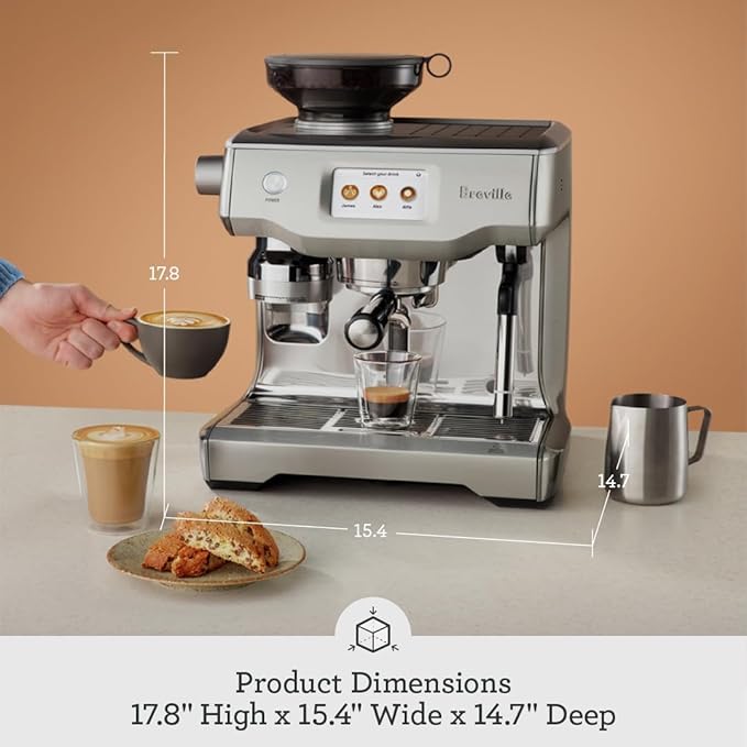 Breville BES990DBL Oracle Touch Espresso Machine, Damson Blue | Automatically brew barista-quality espresso, lattes and cappuccinos at home with this coffee maker with built-in grinder - Image 3