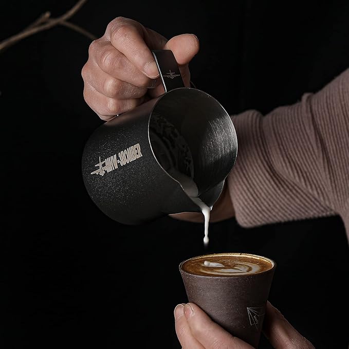 MHW-3BOMBER Espresso Steaming Pitcher Milk Frothing Pitcher Stainless Steel Milk Coffee Cappuccino Latte Art Barista Cup (5.0 Matte Black, 13.5oz/400ml), P5031B
