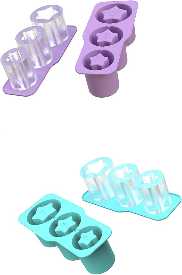 Ice Cube Tray for Stanley Cup, Silicone Ice Cube Tray Star Mold with Lid, Fits 20/30/40 oz Tumblers, Whiskey Glasses, Popsicle Mold, Reusable, Dishwasher Safe (Purple), Regular, ICT001