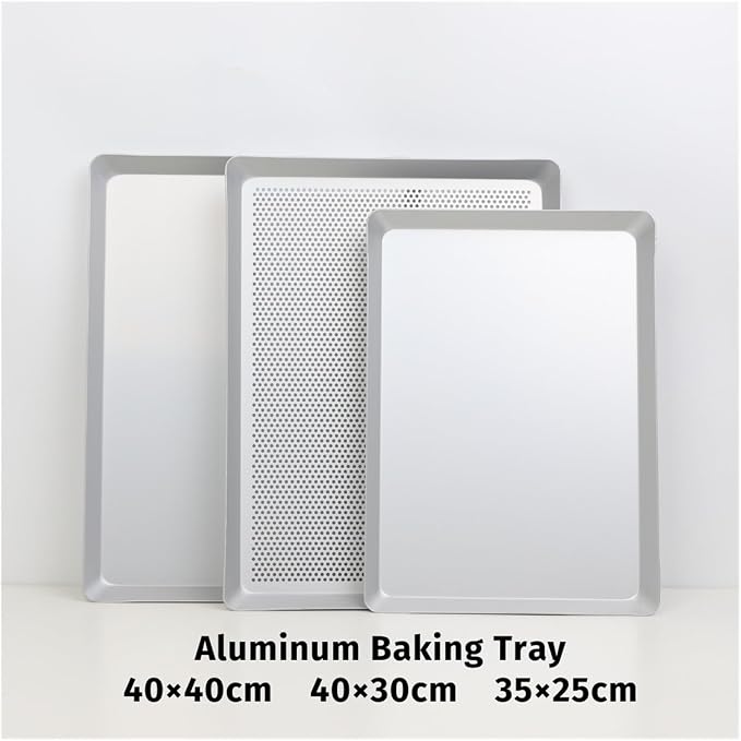 Rectangular Perforated Baking Pan Oven Tray Dish BK001 | Metal baking dish pan with perforated design for air circulation; cake, bread, pastry, pizza(40X30cm perforated) - Image 3