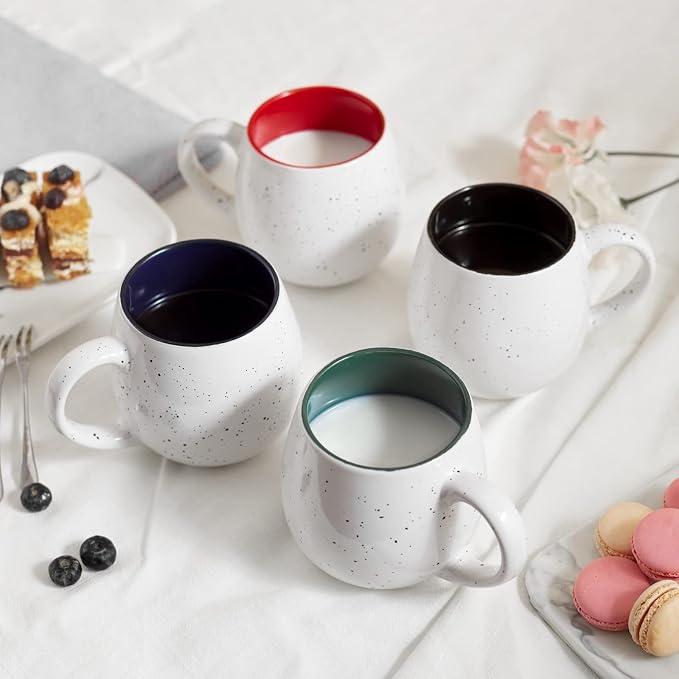 LIFVER 20 Ounces Coffee Mugs Set of 4, Large Ceramic Coffee Mugs with Handles for Coffee Tea Hot Cocoa, Espresso Cups Gifts for him her, Jumbo Soup Mugs Set of 4 - Image 8