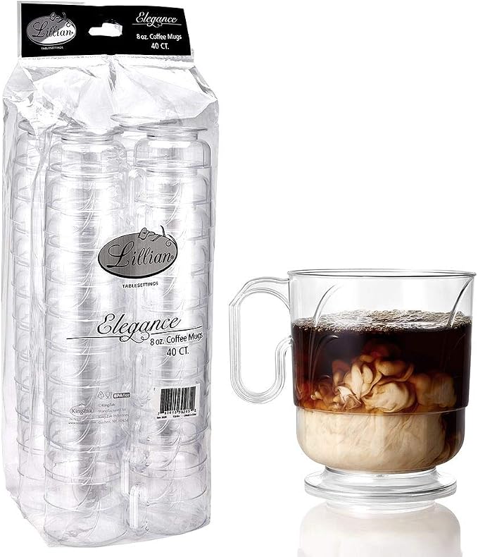 Lillian Signature Collection 40 Count Elegance Coffee Mug, 8-Ounce, Clear by Lillian