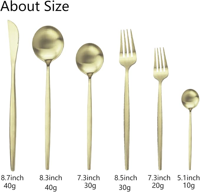 JASHII Silverware Set, 36 Piece Food Grade Stainless Steel Flatware Set Fork Spoon Knife Utensils for Daily Use and Party, Service for 6 Anti Rust, Safe in Dishwasher (Matte Champagne gold) - Image 3