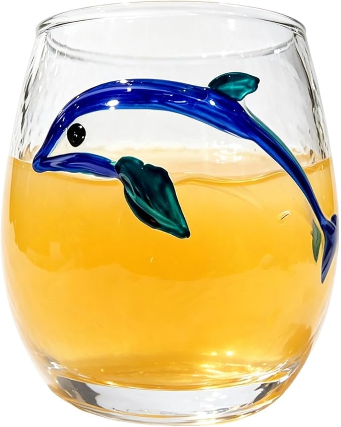 Blue Ring Octopus Glass, 3d oceans animal artisan glassware | handblown octopus glass, 9.3x7cm, stemless tumbler, borosilicate, marine decor, coastal barwares, oceans lover gift by Unknown