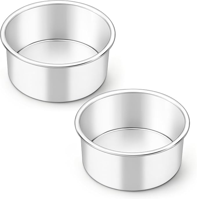 LIANYU 4 Inch Cake Pan Set of 2, Mini Round Cake Tins for Baking | Premium Stainless Steel, Metal Baking Pans for Birthday Wedding Party Christmas, Dishwasher & Oven Safe by LIANYU