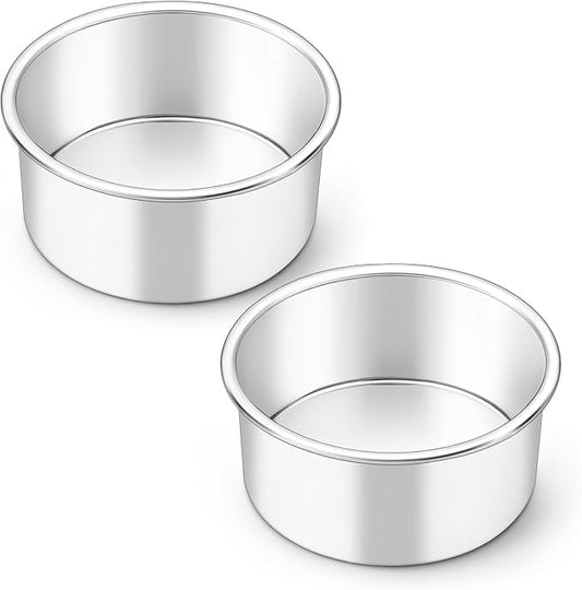 LIANYU 4 Inch Cake Pan Set of 2, Mini Round Cake Tins for Baking | Premium Stainless Steel, Metal Baking Pans for Birthday Wedding Party Christmas, Dishwasher & Oven Safe by LIANYU