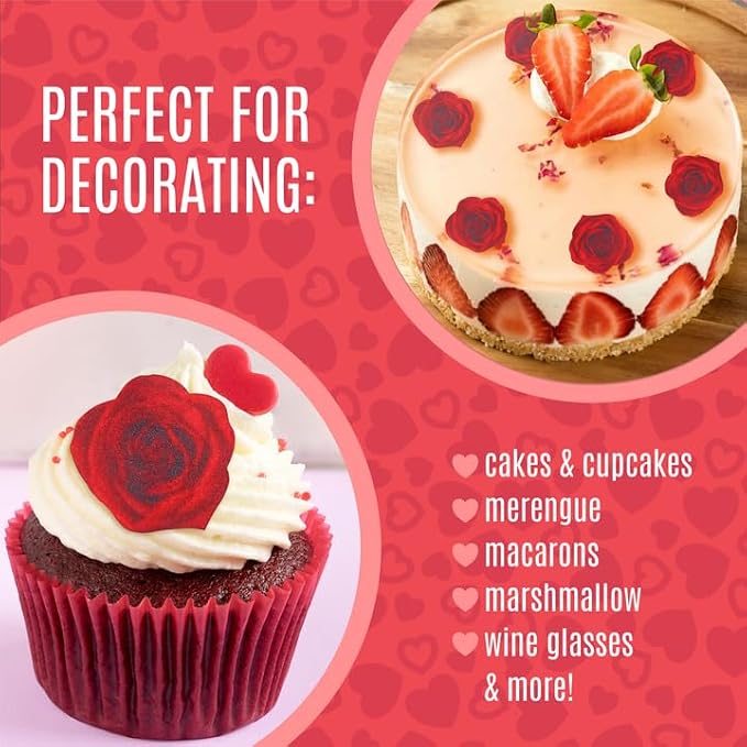 Sugar Robot -Red Roses - Edible leaves for cake decorating - Premium Crafted - Made in the USA Cake -Set of 15 - Image 4