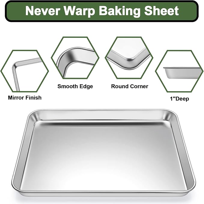 Baking Sheet Tray Cooling Rack with Silicone Baking Mat Set, Stainless Steel Cookie Pan For Oven, Set of 9 (3 Sheets + 3 Racks + 3 Mats), Warp Resistant & Heavy Duty & Easy Clean, Red - Image 3