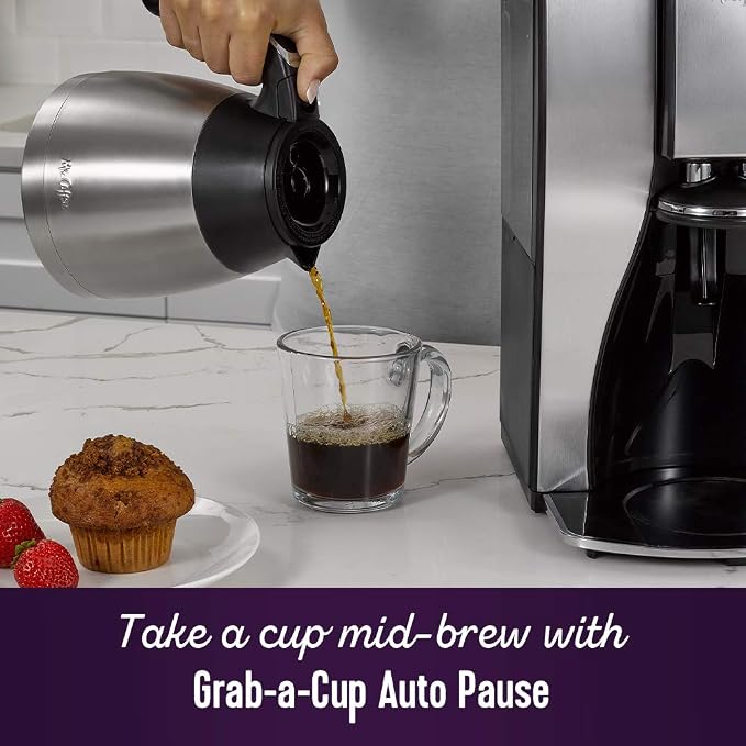 Mr. Coffee 10-Cup Programmable Coffee Maker, Insulated Thermal Carafe, Brew Strength Selection, Brew Now or Later, Stainless Steel - Image 6