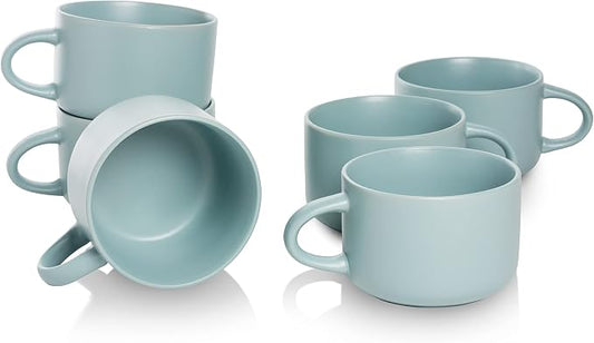 10 Strawberry Street Wazee Matte 4.75"/22 oz Oversized Mug, Set of 6, Mineral Blue by 10StrawberryStreet