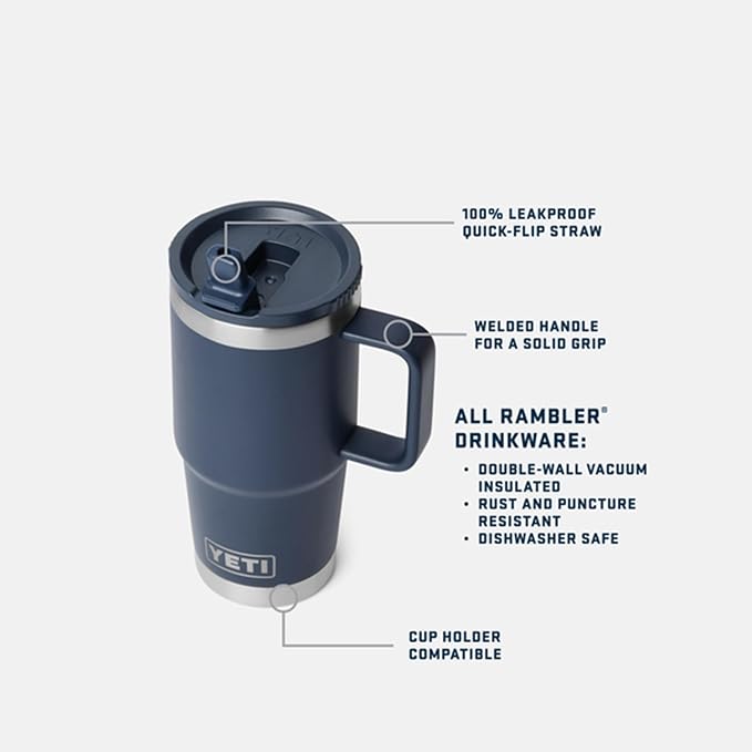 YETI Rambler 20 oz Travel Mug with Flip Straw Lid – Stainless Steel, Vacuum Insulated, Leakproof, Cup Holder Friendly, Desert Bloom - Image 2