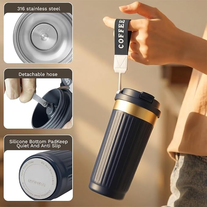 Vacuum Insulated Stainless Steel Travel Coffee Mug,Leak Proof Cup with Lid | 304 stainless steel mug with vacuum insulation, leak proof lid, silicone grip and car cup holder friendly design - Image 3