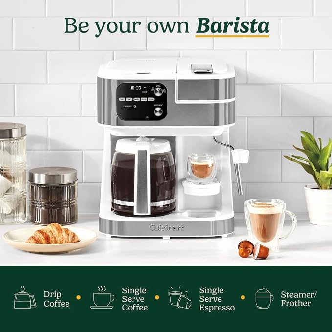 Cuisinart Coffee Center Barista Bar 4-in-1 Coffee Maker, Single-Serve Pods Compatible, Coffeemaker, Three Brewing Sizes, SS-4N1WNAS, White - Image 2