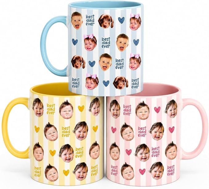 LOVELYPOD Custom Dad Mug with Kids Faces, Kid Photo Coffee Mug, Fathers Day Mugs, Dad Gifts from Daughter Son, Fathers Day Presents, Personalized Photo Coffee Cup, Custom Father Gifts by LOVELYPOD