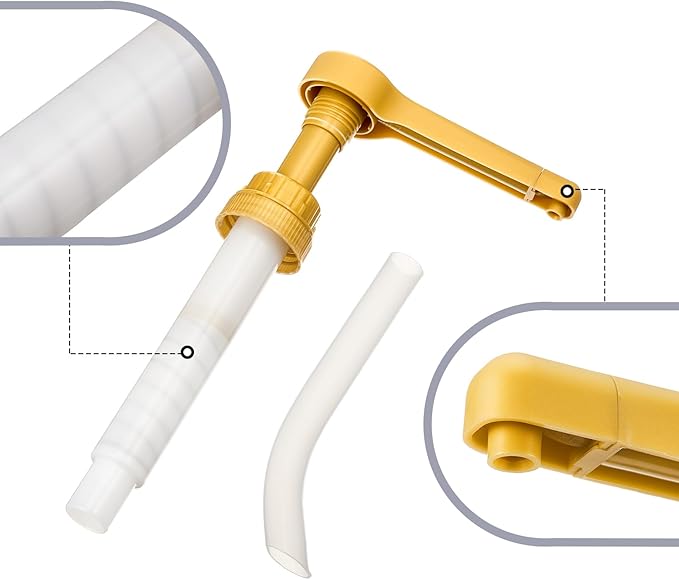 Tanlade 3 Pcs Coffee Syrup Pump Dispenser Sauce Dispenser Pumps for Syrup Bottles 64 Oz, Gold