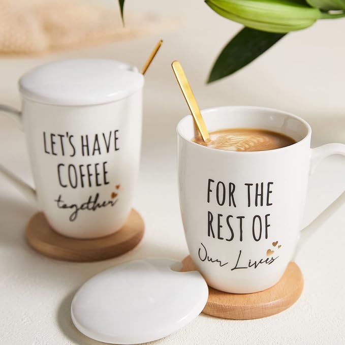 AW BRIDAL Ceramic Engagement Gifts For Couples Coffee Mugs Set Of 2, 12 Oz | Unique Newly Engaged Bachelorette Bridal Shower Gift for Bride, Anniversary Wedding Gifts for Couple Housewarming Gift Ideas - Image 7