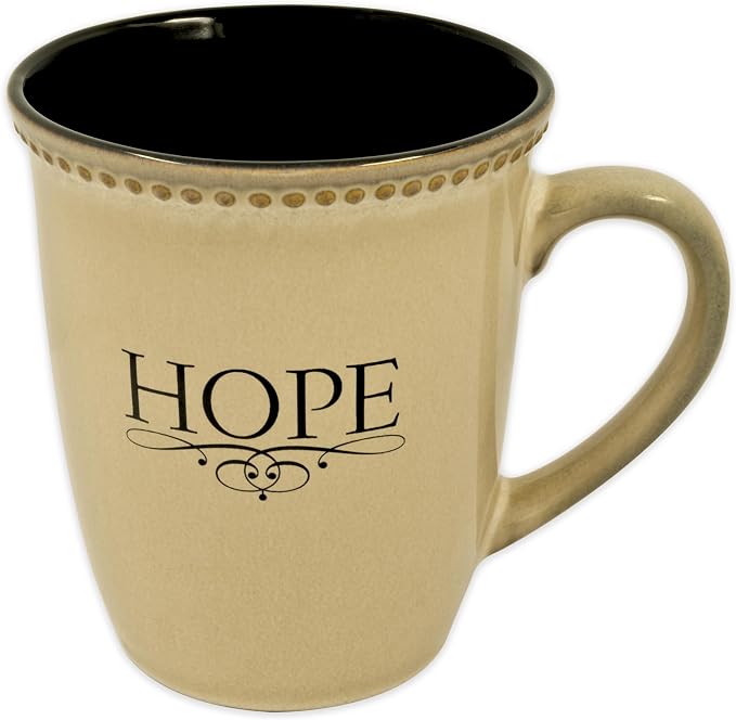 Christian Art Gifts Ivory Stoneware Coffee Mug – 13 oz. Microwave and Dishwasher-safe Lead & Cadmium-free Inspirational Scripture Coffee and Tea Mug for Men & Women with Bible Verse: Hope –Hebrew 6:19 by ChristianArtGifts