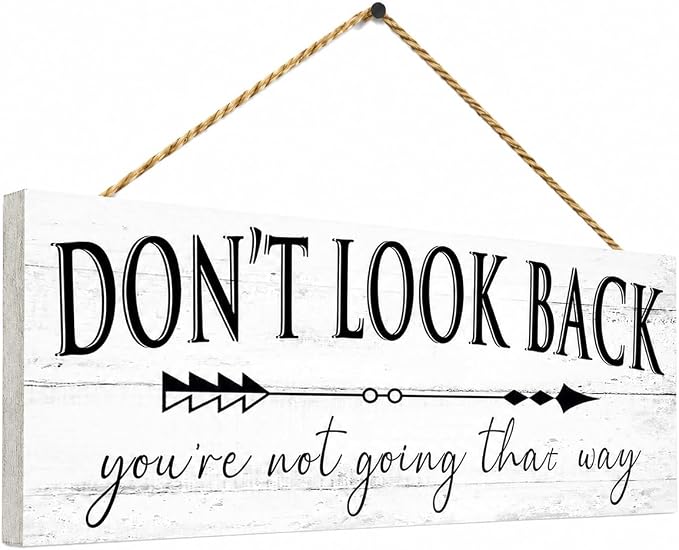 Farmhouse Themed Inspirational Signs: Motivational Quotes "Don't Look Back" Canvas Prints Decor - Vintage Office Decoration Rustic Wall Plaque for Home 6" x 14.5" - Image 4