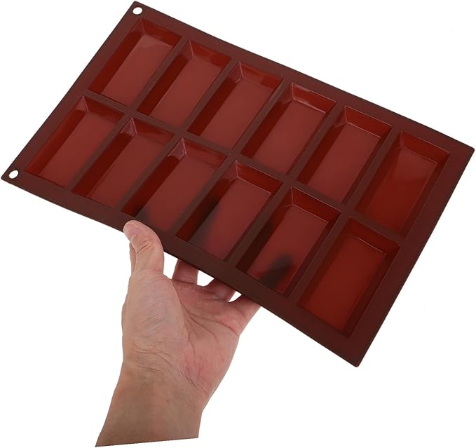 Silicone Mold Cavities Rectangle Chocolate Candy Bar Mold for Filled Treats with Flexible Non-stick Wax Melt for DIY Soap Butter Cheese Making