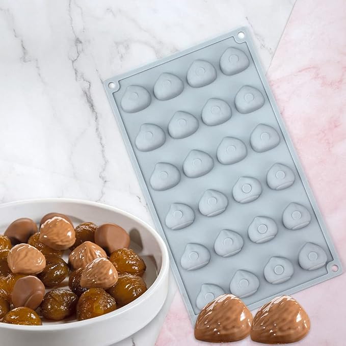 mostsom Mini Chestnut Chocolate Mold,Silicone Molds,Small Jelly Bean,Pastry,Candy,Fondant Molds (Chestnut K)