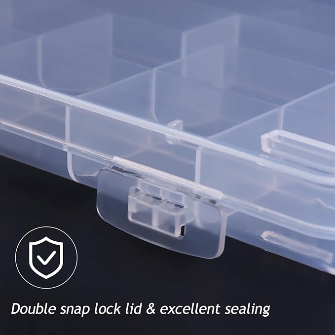 21 Grids Clear Large Plastic Organizer Box With Dividers, Bead Organizers And Storage Compartment Container For Nail Accessories/Jewelry/Craft/Screw/Small Parts/Diamond Painting Art Tools