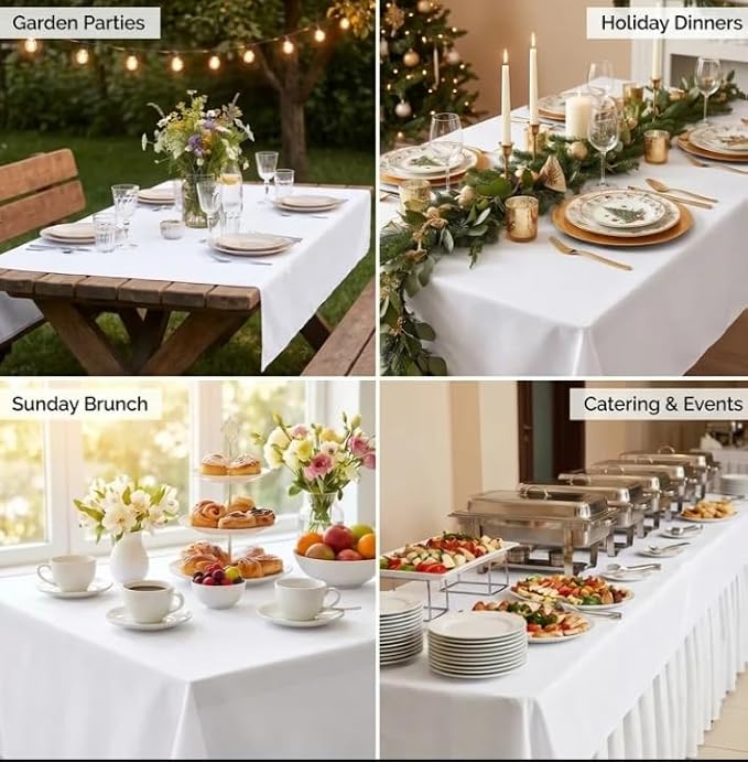 Urban Villa Tablecloth Cotton Tabletop 60x102 (8-10 Seats) White - Image 5