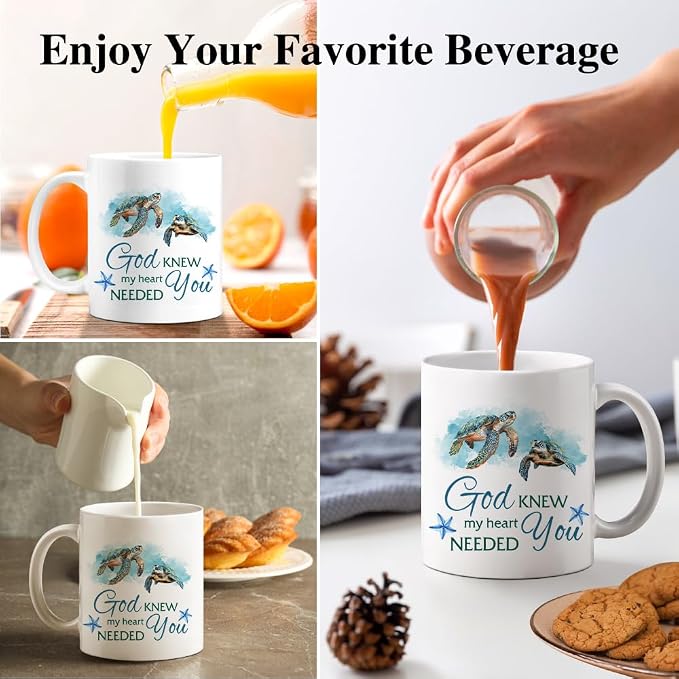 My Heart Needed You 11oz Double-Sided Ceramic Mug, Funny Christian Coffee Mug for Couple, Christmas Thanksgiving Sea Turtle Coffee Cup, Religion Christian Gifts for Husband Wife Soulmate - Image 5