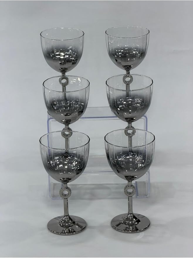 Decorative Glass Tumbler Set of 6 - 9.5 fl oz Capacity with Silver Accents - refined Crystal Look Drinkware for Water, Juice, and Beverages - appropriate for Parties and Daily Use - quality Glassware - Image 6
