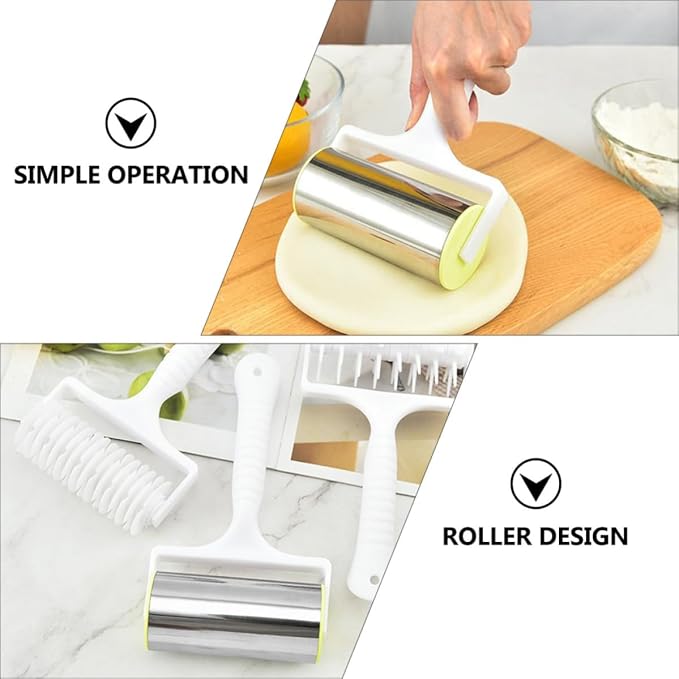 OUNONA 3 Pcs Pizza Roller Tool and Pizza Hole Puncher Set Stainless Steel and Plastic Dough Roller with Waterproof and Easy to Clean Features for Home Kitchen and Dough Preparation - Image 3