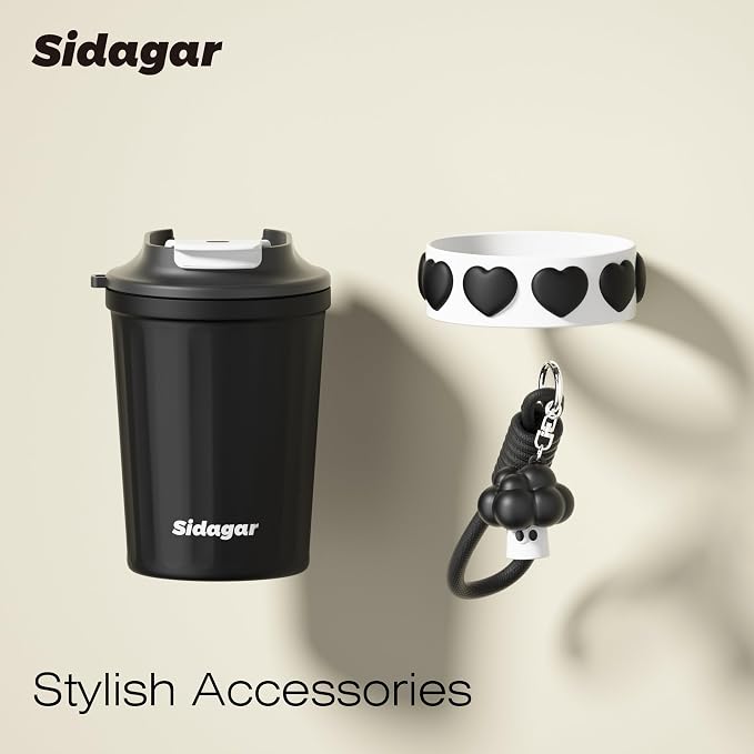 SDGA+ 12 oz Travel Coffee Mug Spill Proof Leak Proof, Stainless Steel Thermal Coffee Cup with Lid, Resuable Cup for Hot and Cold, Portable Tumbler for Women, Black - Image 5