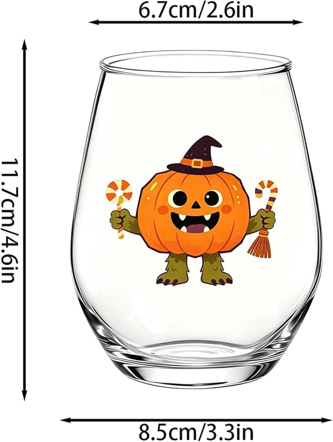 Halloween Stemless Wine Glass, Cute Pumpkin Ghost Cat Egg Shaped Tumbler, Clear Waterproof Printed Glassware, Festive Decorative Cup, Halloween Party Supplies & Holiday Gift for Women, C - Image 6