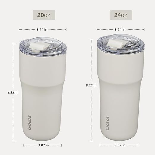 BJPKPK 24 oz Coffee Tumbler, Insulated Stainless Steel Travel Cup | Double Wall Vacuum, Leak Proof Lid, Keeps Hot/Cold/Iced, BPA Free, Dishwasher Safe, Cupholder, White - Image 5