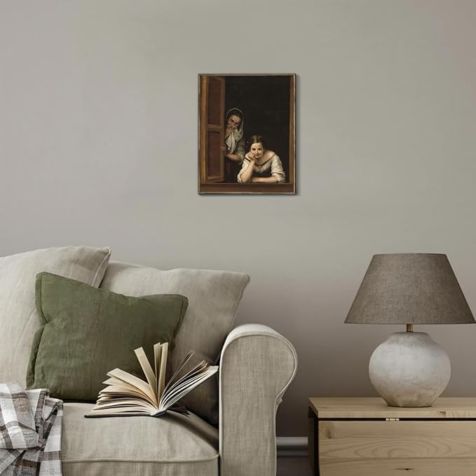 XOCUUI Oil Painting Vintage Poster of Girl on The Windowsill and Woman Portrait in Window Victorian | 8x10 Antique Print | Unframed Wall Art | Old Style Gift | Rustic Home Office Decor - Image 4