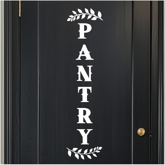 Pantry Door Decal – White Vinyl Kitchen Wall Sticker – Farmhouse Pantry Sign for Cabinet or Glass Door, 4.3 x 18 Inch by YYDESN
