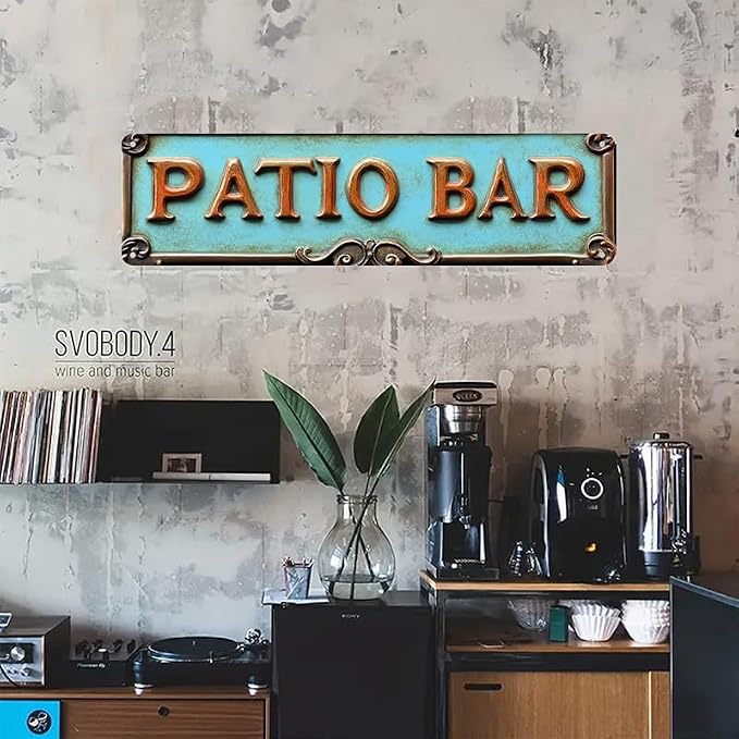 Bar Sign Bar Gifts Vintage Metal Wall Decor Sign"PATIO BAR" Street Sign Funny Man Cave Decor Accessories for Home, Bar, Bathroom, Bedroom Unique Retro Tin Signs for Outdoor 4 X 16 inches - Image 3
