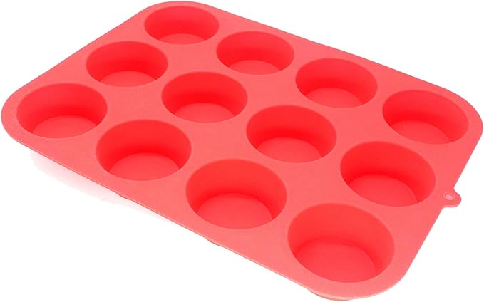 X-Haibei Round Circle Silicone Mold for Cupcakes, Muffins, Soap, Wax Tarts - 12-Cavity Baking Pan for Perfectly Shaped Treats & DIY Crafts