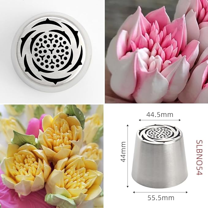 10 Pieces Extra Large Stainless Steel Seamless Russian Piping Tips Set,Flower Icing Nozzles with 1 Cleaning Brush,1 Reusable Pastry Bag for Making Marshmallows,Cupcakes Bouquet,Pastry Baking Tools