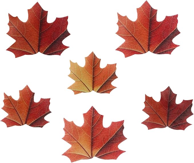 50 Edible Maple Leaf Cake Toppers Autumn Leaf Cupcake Decorations for Christmas, Birthday, and New Year Party Decorations - Image 3