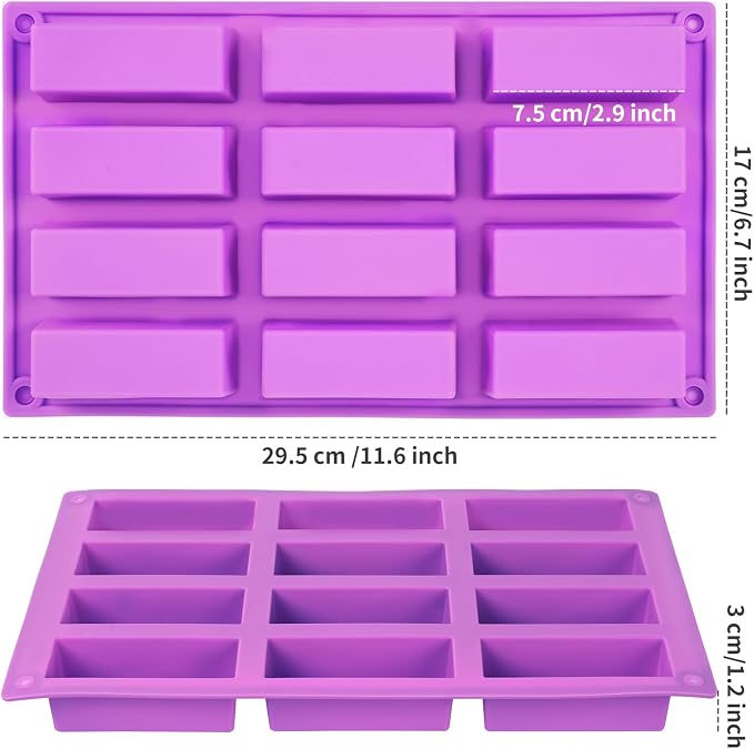 2 Pack Granola Bar Mold Silicone Mold,12 Cavity Rectangle Energy Bar Mold | Cereal Bar Molds for Ganache, Chocolate Bar, Truffles, Cheesecake - Image 2