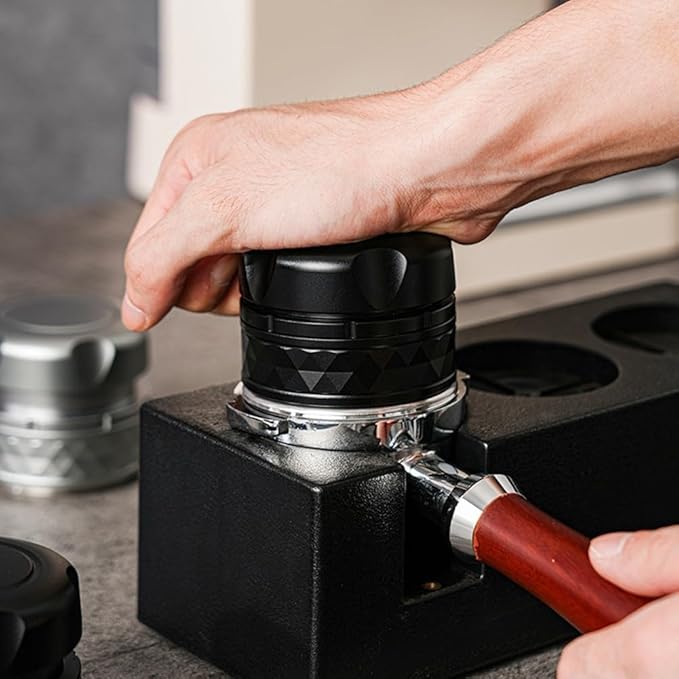 Coffee Palm Tamper Leveler Spring Loaded 51/53/58mm Stainless Steel Flat Base For Espresso Machine Portafilter, Balanced Elastic Constant Espresso Tamper With Scale(53mm)