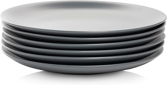 10 Strawberry Street Wazee Matte 10.5" Coupe Dinner Plate, Set of 6, Charcoal Gray - Image 3
