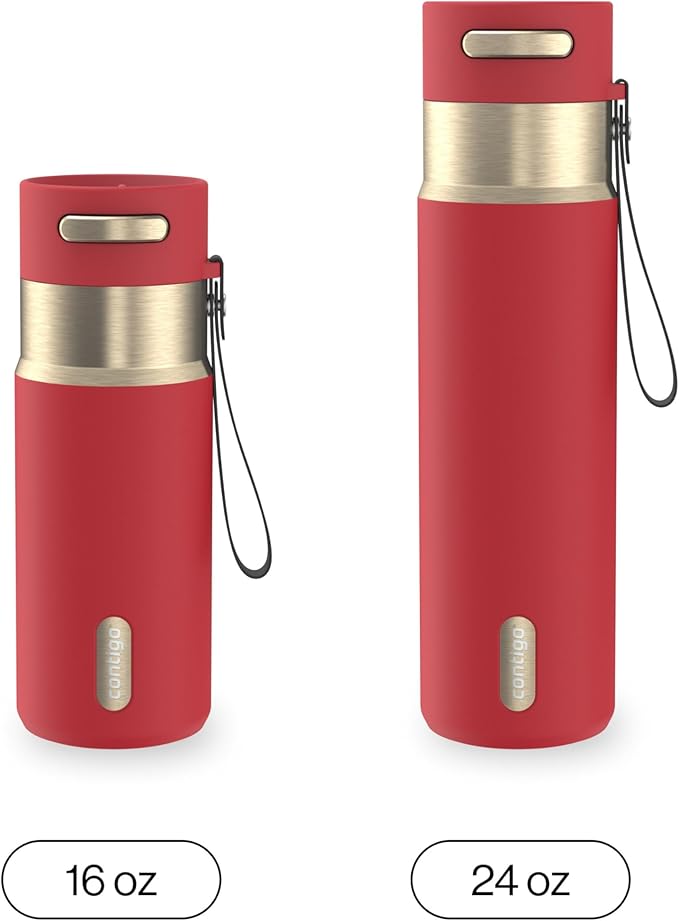 Contigo AutoSeal 24 oz Stainless Steel Vacuum-Insulated Water Bottle with Leakproof Push-Button Spout & Lock, Carry Strap, BPA-Free & Lead-Free, Dishwasher Safe - Image 5